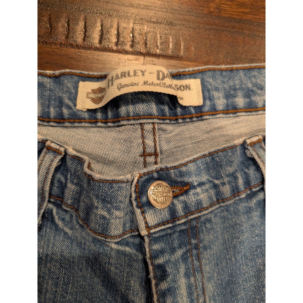 Vintage Harley Davidson Jeans Women 30x28 Light Blue Straight Leg High Rise - Picture 4 of 11